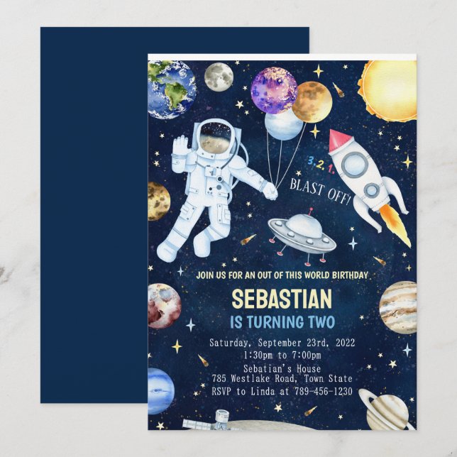 Outer Space Birthday Invitation (Front/Back)