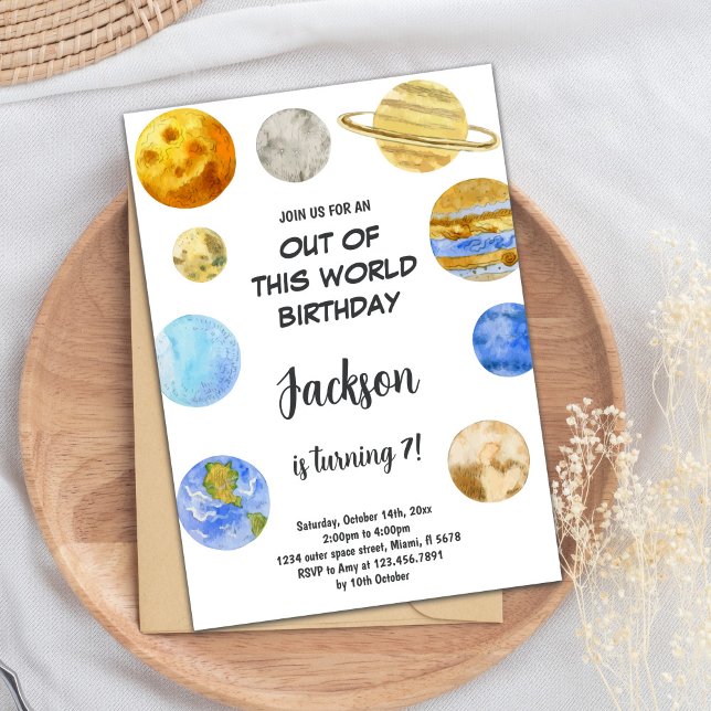 Outer Space Birthday Invitation, Planets Invite (Out of this world birthday Invitations)