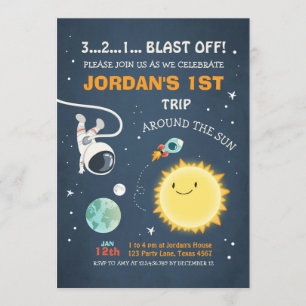 Outer Space Birthday Invitation Rocket Astronaut