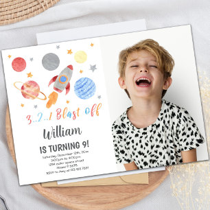 Outer Space Birthday Invitation with Photo