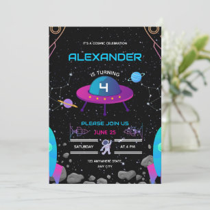 Outer Space Birthday Invite, Galaxy Blast Off boy Invitation