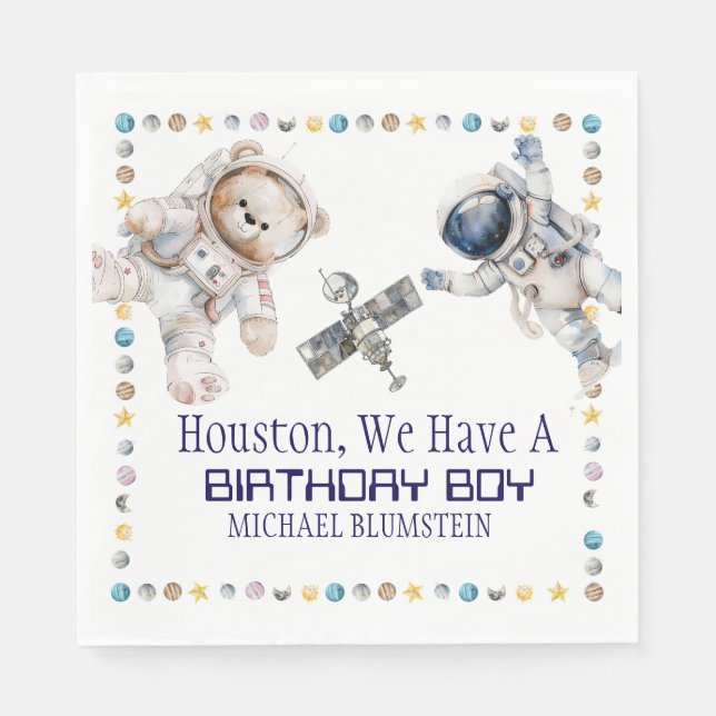 Outer Space Birthday Paper Napkins (Front)