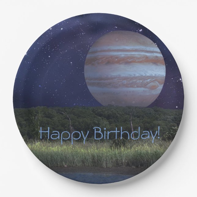 Outer Space Birthday Paper Plate (Front)