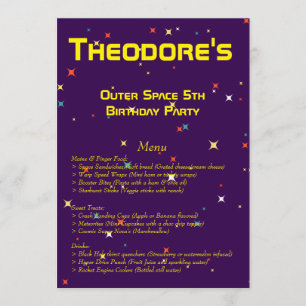 Outer Space Birthday Party Menu