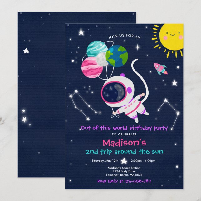 Outer Space Birthday Party Out Of This World Invitation (Front/Back)