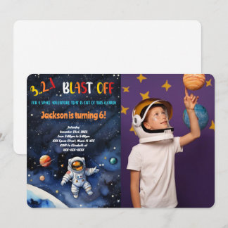 Outer Space Birthday Party Photo Invitation