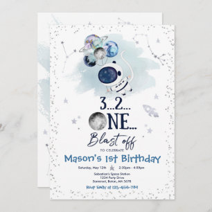 Outer Space Birthday Party Planet Astronaut Rocket Invitation