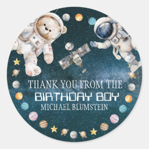 Outer Space Birthday Party Thank You Classic Round Sticker