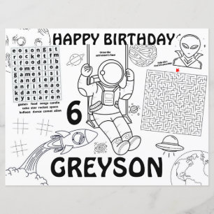 Outer Space birthday placemats activity sheet
