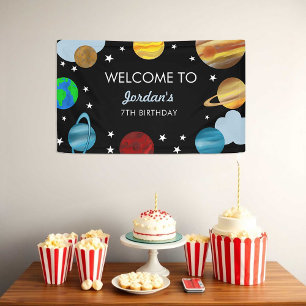 Outer Space Birthday Planets Galaxy Welcome Banner