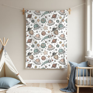Outer Space Blanket Boy Baby Shower Gift Rocket