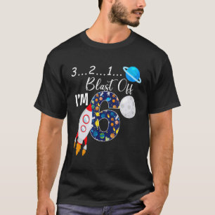 Outer-Space Blast-Off 6 Year Old Kids 6th Birthday T-Shirt