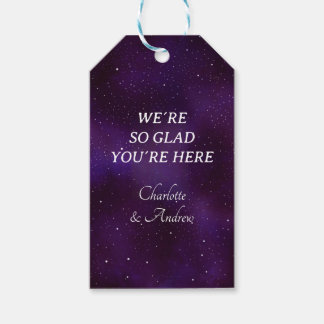 Outer space, blue, science fiction gift tags