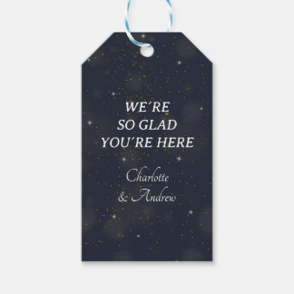 Outer space, blue, science fiction gift tags
