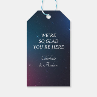 Outer space, blue, science fiction gift tags