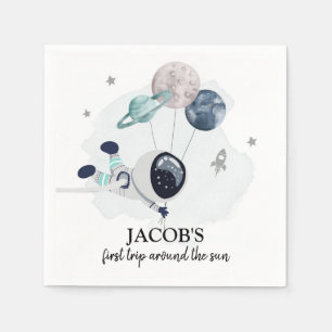 Outer Space Boy 1st Trip Around the Sun Birthday Napkin