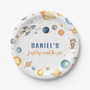 Outer Space Boy 1st Trip Around the Sun Birthday Paper Plate