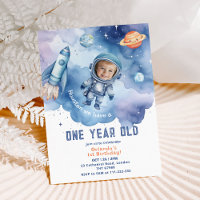 Outer Space Boy Astronaut 1st Birthday Photo