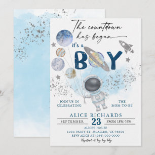 Outer Space Boy Baby Shower Galaxy Baby Shower Invitation