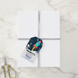 Outer space boy planet thank You birthday  Gift Tags