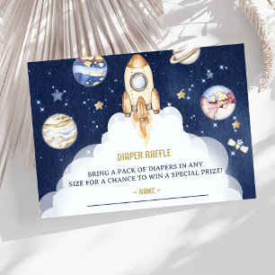 Outer Space Boys Baby Shower Diaper Raffle Ticket  Enclosure Card
