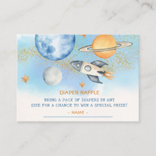 Outer Space Boys Baby Shower Diaper Raffle Ticket  Enclosure Card