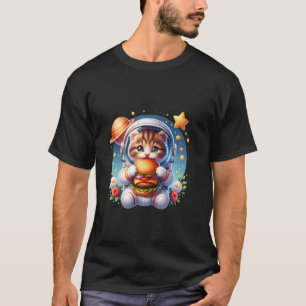 Outer Space Cheeseburger Kitten Astronaut Cat Burg T-Shirt