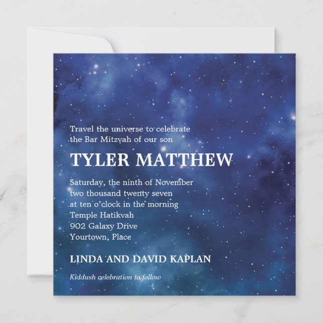 Outer Space Constellation Galaxy Bar Mitzvah Invitation (Front)