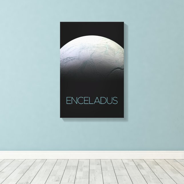 Outer Space, Cosmos, Solar System, Moon Enceladus Canvas Print (Insitu(Wood Floor))
