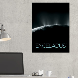 Outer Space, Cosmos, Solar System, Moon Enceladus Foil Prints