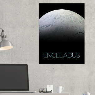Outer Space, Cosmos, Solar System, Moon Enceladus Foil Prints