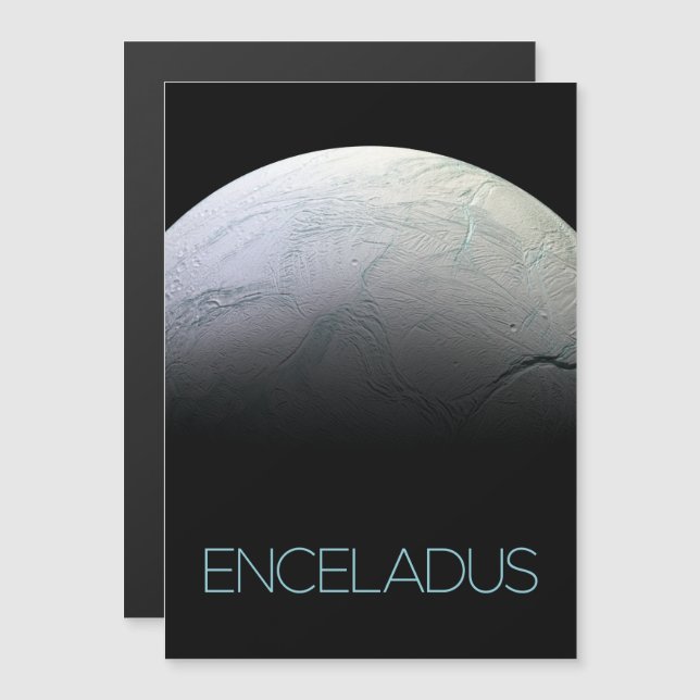 Outer Space, Cosmos, Solar System, Moon Enceladus Magnetic Invitation (Front/Back)