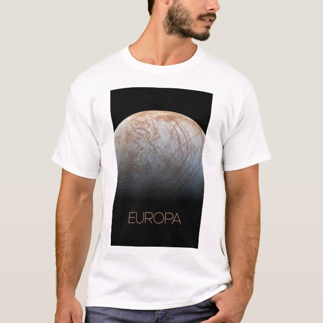 Outer Space, Cosmos, Solar System, Moon Europa T-Shirt (Front)