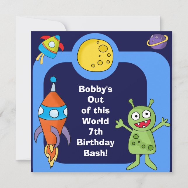 Outer Space Customized Birthday Invites (Front)