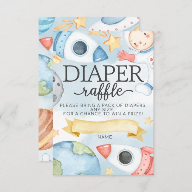 Outer Space Diaper Raffle Baby Shower Card Insert (Front/Back)