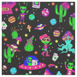 outer space disco alien ufo cosmic saloon fabric