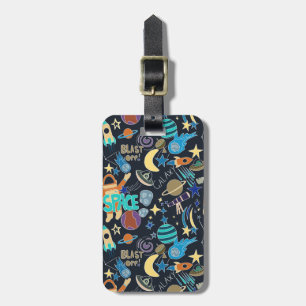 Outer Space Doodle Pattern Luggage Tag
