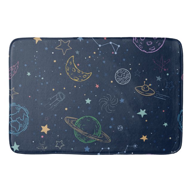 Outer space elements pattern bath mat (Front)
