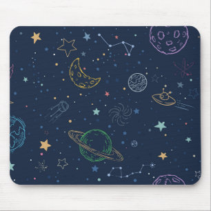 Outer space elements pattern mouse pad