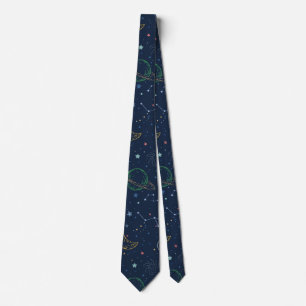 Outer space elements pattern tie