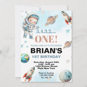 Outer Space First Birthday Invitation