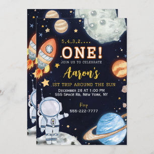 Outer Space First Birthday Invitation