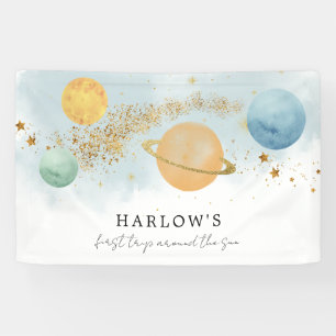 Outer Space First trip around the sun Birthday  Banner