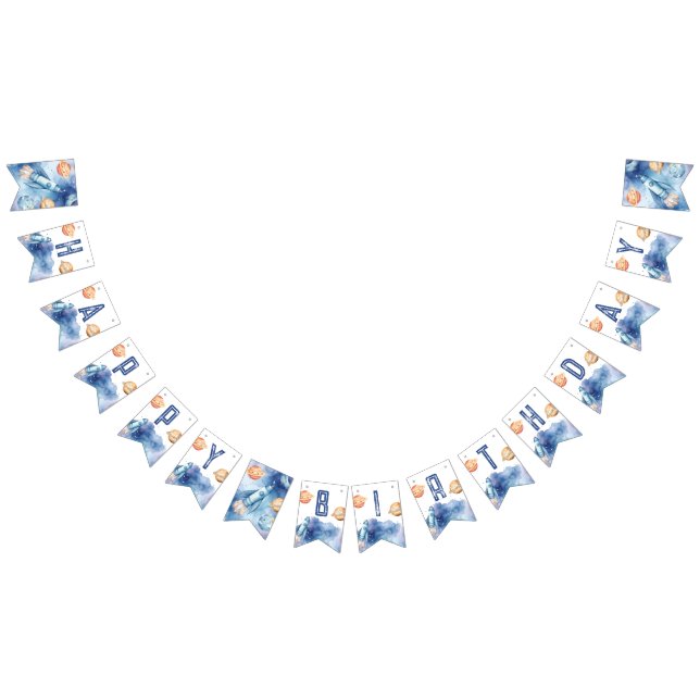 Outer Space First trip around the sun Boy birthday Bunting Flags (All)