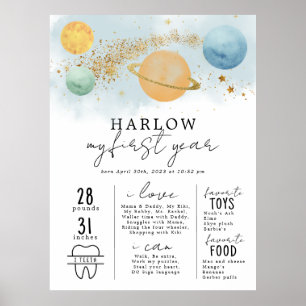 Outer Space First trip around the sun Milestone  Poster