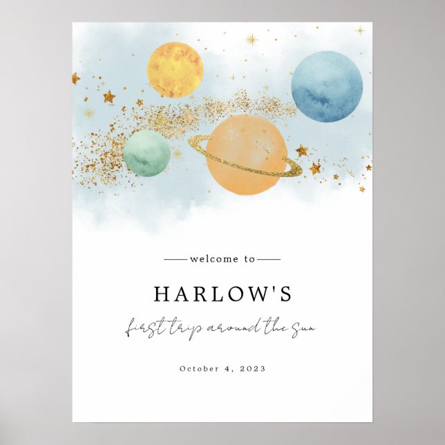 Outer Space First trip around the sun Welcome Sign (Front)