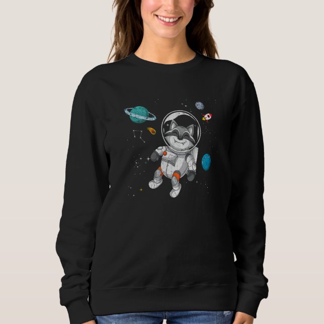 Outer Space Forest Animal  Science Astronaut Racco Sweatshirt (Front)