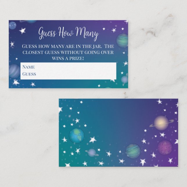 Outer Space Galaxy Baby Shower Guess How Many Game Enclosure Card (Front/Back)