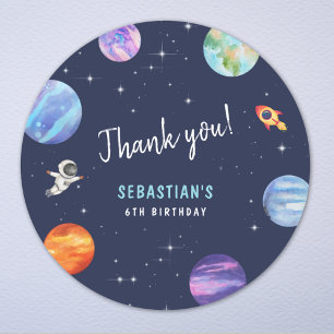 Outer Space Galaxy Birthday Party Favour Thank you Classic Round Sticker