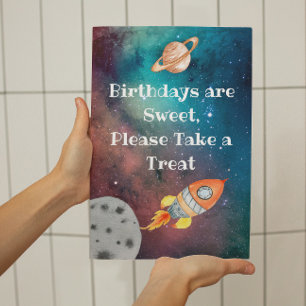 Outer Space Galaxy Birthday Party Sign